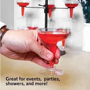 Cocktail Tree Stand, Wine Glass Flight Tasting Display For Drinks, 3 Tier - 12 Holders For Champagne, Cocktails, Martini, Margarita Cups at Weddings, Bridal Shower, Mimosa Bar Parties & Events (Black)