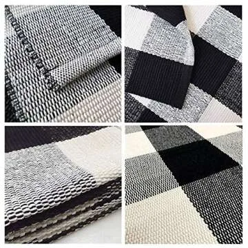KaHouen Buffalo Check Rug,Buffalo Plaid Rugs 23.6''x35.4'', Checkered Plaid Rug, Check Plaid Area Rug for Layered Door Mats/Kitchen/Bathroom/Laundry Room (Black and White Plaid Rug)