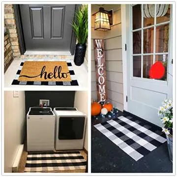 KaHouen Buffalo Check Rug,Buffalo Plaid Rugs 23.6''x35.4'', Checkered Plaid Rug, Check Plaid Area Rug for Layered Door Mats/Kitchen/Bathroom/Laundry Room (Black and White Plaid Rug)