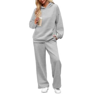 XIEERDUO Womens Sweatsuits 2 Piece Set 2024 Hoodie Sets Women 2 Piece Outfits Oversized Sweatshirts Grey Sweatpants for Women Fleece Matching Sets Size S