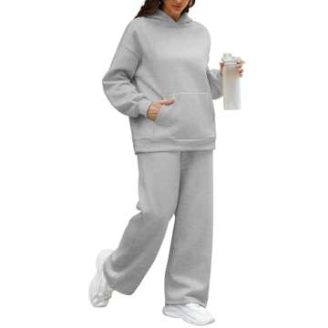 XIEERDUO Womens Sweatsuits 2 Piece Set 2024 Hoodie Sets Women 2 Piece Outfits Oversized Sweatshirts Grey Sweatpants for Women Fleece Matching Sets Size S