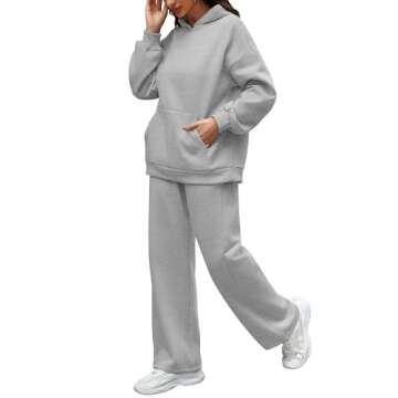 XIEERDUO Womens Sweatsuits 2 Piece Set 2024 Hoodie Sets Women 2 Piece Outfits Oversized Sweatshirts Grey Sweatpants for Women Fleece Matching Sets Size S