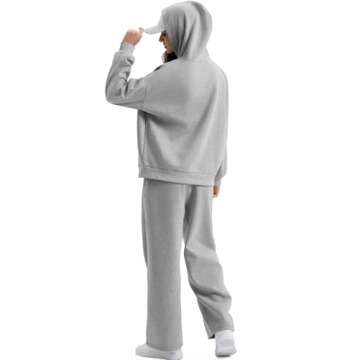 XIEERDUO Womens Sweatsuits 2 Piece Set 2024 Hoodie Sets Women 2 Piece Outfits Oversized Sweatshirts Grey Sweatpants for Women Fleece Matching Sets Size S