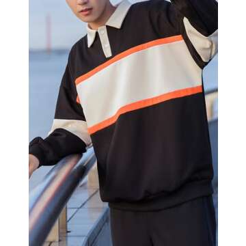 Wyeysyt Men’s Patchwork Pullover Sweatshirt: Stylish & Comfy Long Sleeve Hoodie | Ideal for Casual...