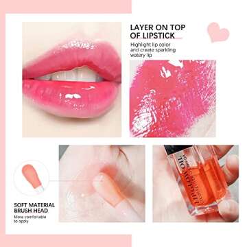 Hydrating Lip Glow Oil, Moisturizing Lip Glow Oil, Nourishing Glossy Transparent Lip Oil, Plumping L...