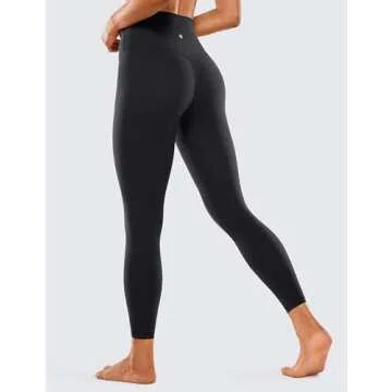 CRZ YOGA Womens Brushed Naked Feeling Workout Leggings 25" - High Waisted Gym Compression Tummy Control Yoga Pants Black X-Small