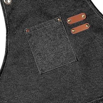 AFUN Chef Aprons for Men Women with Large Pockets, Cotton Canvas Cross Back Heavy Duty Adjustable Work Apron, Size M to XXL (Black)