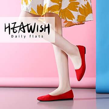 HEAWISH Women’s Black Flats Shoes Comfortable Suede Pointed Toe Slip On Casual Ballet Flats Dress ...