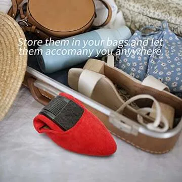 HEAWISH Women’s Black Flats Shoes Comfortable Suede Pointed Toe Slip On Casual Ballet Flats Dress Shoes Nude Flats(Red, US8)