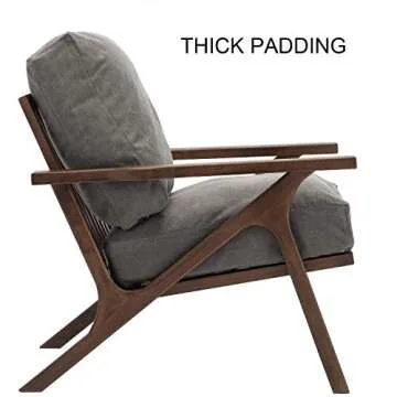 Mid Century Retro Modern Accent Chairs, Comfy Upholstered Back Wooden Lounge Arm Chair for Living Room/Bedroom/Hosting Room (Gray)