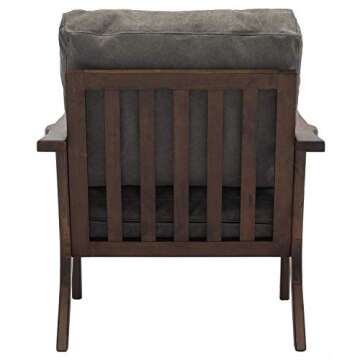 Mid Century Retro Modern Accent Chairs, Comfy Upholstered Back Wooden Lounge Arm Chair for Living Room/Bedroom/Hosting Room (Gray)