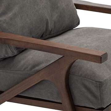 Mid Century Retro Modern Accent Chairs, Comfy Upholstered Back Wooden Lounge Arm Chair for Living Room/Bedroom/Hosting Room (Gray)