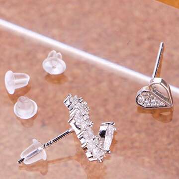 Clear Earring Back 4 mm Silicone Clear Earring Clutch Safety Backings 1200 Pieces