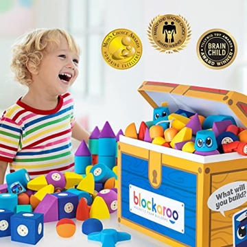 Blockaroo Magnetic Foam Blocks STEM Preschool Bath Toys