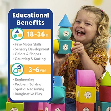 Blockaroo Magnetic Foam Blocks STEM Preschool Bath Toys