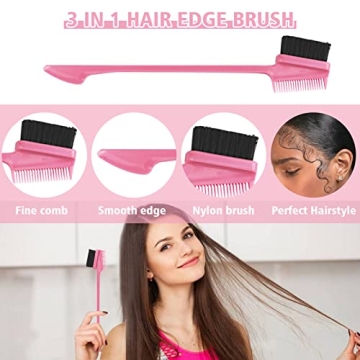 8 Pieces Hair Styling Comb Set Teasing Rat Tail Brush for Edge&Back Brushing, Combing, Slicking Hair for Women Edge Brush Double Sided Edge Comb for All Hair Styles(edge control brush-8pcs)