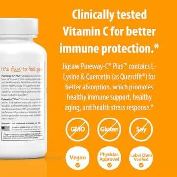 Jigsaw Health Pureway-C Plus | Vitamin C with L-Lysine and Quercetin | Promotes Healthy Immune System Response | 120 Capsules | 60 Servings