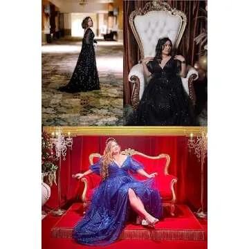 Xijun Black Puffy Sleeve Prom Dresses V Neck Sparkle Starry Tulle A Line Corset Plus Size Formal Evening Party Gowns Short Princess Dresses US20W