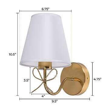 Adust Antique Brass Wall Sconces Lighting Fixture, Hardwire E26 Industrial Vintage Gold Wall Light Set of 2 Pack Wall Lamp Bathroom Bowknot Decor for Bedroom Living Room, Brass Finish Sconces