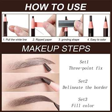 SUMEITANG Waterproof Peel-off Eyebrow Pencil Set for All