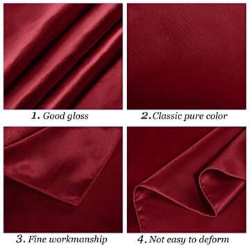 Ruisita Satin Party Tablecloth Table Cover 58 x 102 Inches Wedding Rectangle Bright Silk Tablecloth Table Cover Smooth Fabric Tablecloth Table Decor for Wedding Banquet Table Decoration, Burgundy