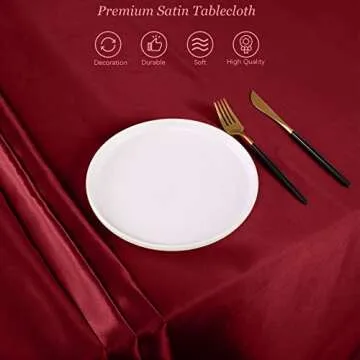 Ruisita Satin Party Tablecloth Table Cover 58 x 102 Inches Wedding Rectangle Bright Silk Tablecloth Table Cover Smooth Fabric Tablecloth Table Decor for Wedding Banquet Table Decoration, Burgundy