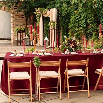 Ruisita Satin Party Tablecloth Table Cover 58 x 102 Inches Wedding Rectangle Bright Silk Tablecloth Table Cover Smooth Fabric Tablecloth Table Decor for Wedding Banquet Table Decoration, Burgundy
