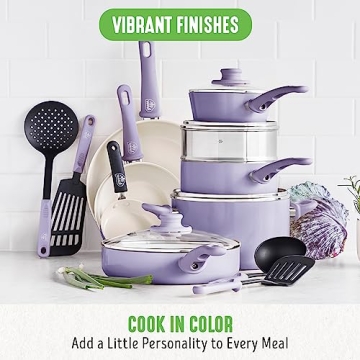 GreenLife 16 Piece Lavender Kitchen Cookware Set