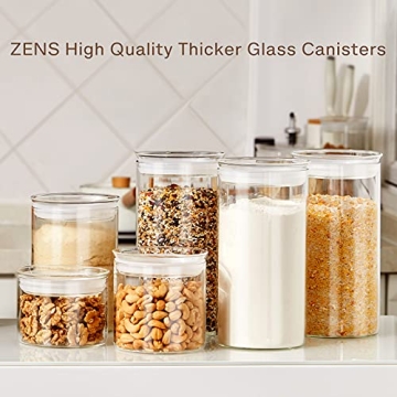 ZENS Airtight Glass Storage Containers Set for Kitchen