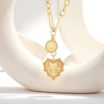 Chic Gold Heart Pendant Choker Necklace for Women