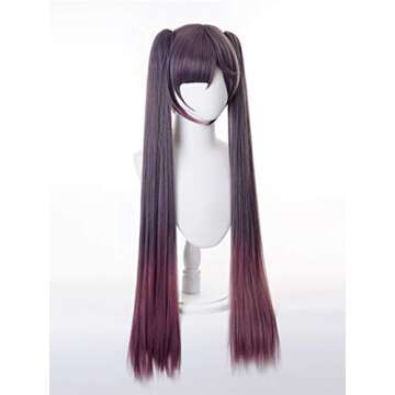 LeMarnia Purple Heat Resistant Wig for Genshin Cosplay