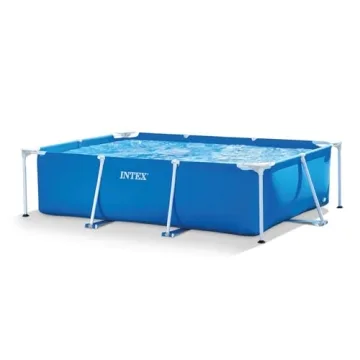 Intex 86" x 23" Rectangular Frame Above Ground Outdoor Swimming Pool for Family Fun and Enjoyment