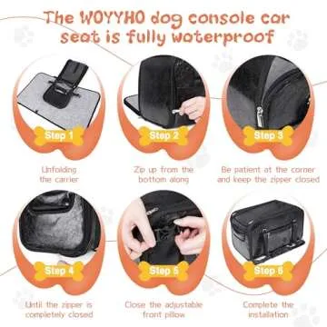 WOYYHO Pet Dog Car Seat for Small Dogs with Safety Belt and Top Mesh Cover, Large Center Console Dog Car Seat for Puppy Cat, Pet Dog Booster Seat Waterproof Anti-Slip PU Leather Puppy Car Seat 0-20lb