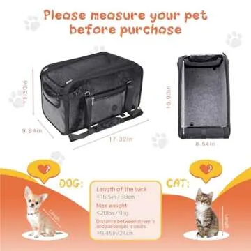 WOYYHO Pet Dog Car Seat for Small Dogs with Safety Belt and Top Mesh Cover, Large Center Console Dog Car Seat for Puppy Cat, Pet Dog Booster Seat Waterproof Anti-Slip PU Leather Puppy Car Seat 0-20lb