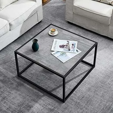 SAYGOER Small Coffee Table Square Modern Coffee Tables for Small Space Low Center Table for Living R...