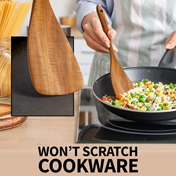 Zulay Kitchen 6-Piece Teak Wooden Cooking Spoons