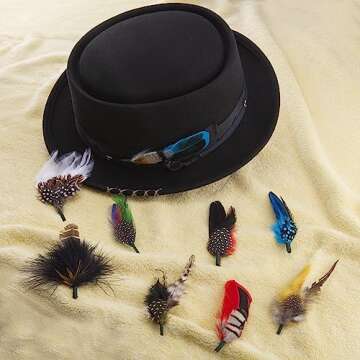 MIX BROWN Hat Feathers, Assorted Natural Feather Packs Accessories for Fedora Cowboy Hats, Pork Pie Trilby Hats