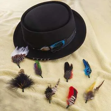 MIX BROWN Hat Feathers, Assorted Natural Feather Packs Accessories for Fedora Cowboy Hats, Pork Pie Trilby Hats