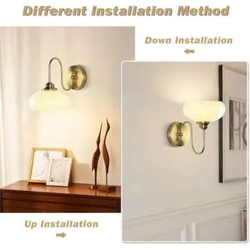 KCO Lighting Mid Century Modern Wall Sconce Vintage 1-Light Green Glass Wall Sconce Antique Brass Wall Light Fixture Brushed Gold Bathroom Vanity Light Hallway Sconces Wall Lighting