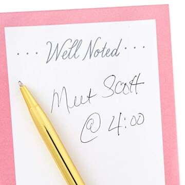 Hallmark Notepad Bundle with Pen, Pretty Pinks (3 Notepads in Assorted Sizes with Gold Pen)