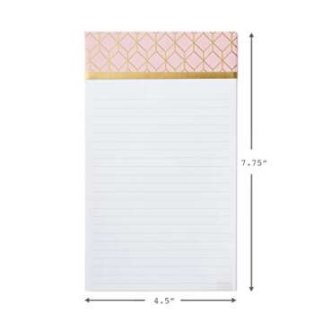 Hallmark Notepad Bundle with Pen, Pretty Pinks (3 Notepads in Assorted Sizes with Gold Pen)