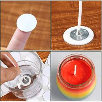 200 Pieces Natural Cotton Candle Wick（15cm/6in）,200Pcs Wicks Sticker,10Pcs Candle Wick Centering Device，for Pillar Candle Making and Candle DIY Christmas Gift