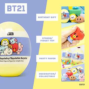 Hamee LINE Friends BT21 (Baby) [Surprise Capsule Series] Cute Water Filled Squishy Toy [Birthday Gift Bags, Party Favors, Gift Basket Filler, Stress Relief Toys] - 1 Pc. (Mystery - Blind Capsule)