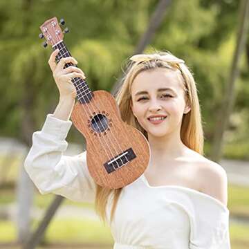 HUAWIND Soprano Ukulele Ukeleles for Beginners Mahogany 21 Inch Hawaiian Starter ukeleles for Kids Adults Child Guitar Ukalalee (Letter)