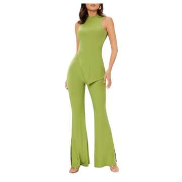 Floerns Lime Green Two Piece Outfit for Casual Wear