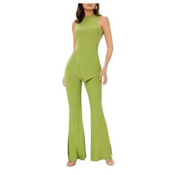 Floerns Lime Green Two Piece Outfit for Casual Wear