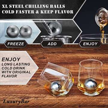LuxuryBar Diamond Whiskey Decanter Sets for Men with ChillBall &Tray,Whiskey Decanter Set Liquor Dis...