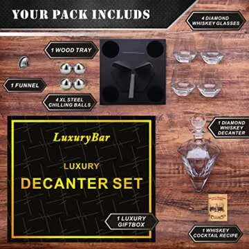 LuxuryBar Diamond Whiskey Decanter Sets for Men with ChillBall &Tray,Whiskey Decanter Set Liquor Dispenser Bourbon Decanter Whiskey Set Gifts for Men