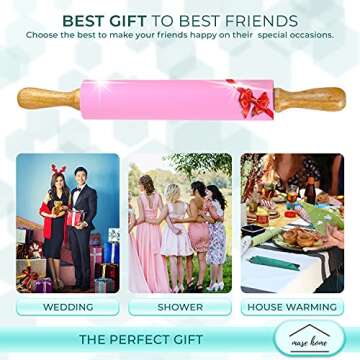 [mase home] Silicone Rolling Pin for Baking (17" Large)