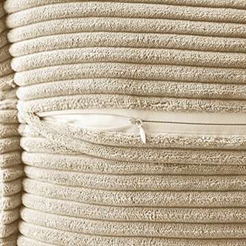 MIULEE Cream Corduroy Pillow Covers with Splicing Set of 2 Super Soft Couch Pillow Covers Broadside Striped Decorative Textured Throw Pillows for Spring Cushion Bed Livingroom 18x18 inch